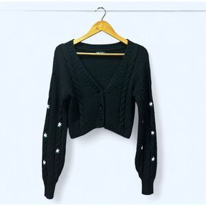 Wild Fable Women’s Small Black Cropped Cardigan Sweater